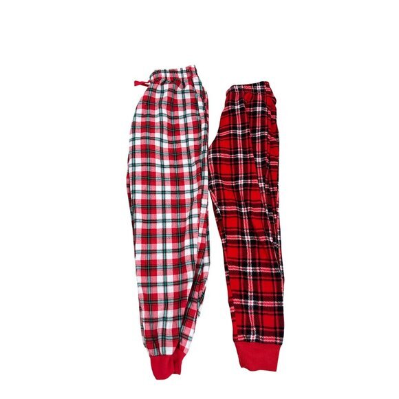 Cat & Jack Youth Holiday Plaid Flannel Pajama Pants Size L 10/12 Red White Green - Picture 1 of 7